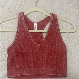 Zenana Outfitters Women's Red Ribbed Crop Top